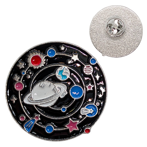 Solar system pin badge galaxy - system,